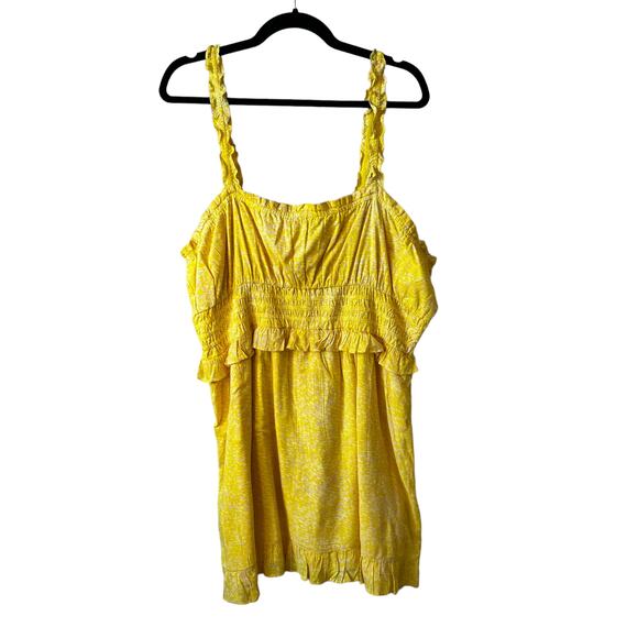 BP Nordstrom New Women's Sleeveless Smocked Waist Mini Dress Yellow Plus Size 1X - Picture 2 of 11